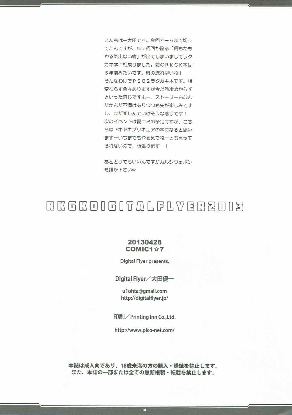 (COMIC1☆7) [Digital Flyer (Oota Yuuichi)] RKGKDigitalFlyer2013 (Phantasy Star Online 2) (COMIC1☆7) [Digital Flyer (大田優一)] RKGKDigitalFlyer2013 (ファンタシースターオンライン2)