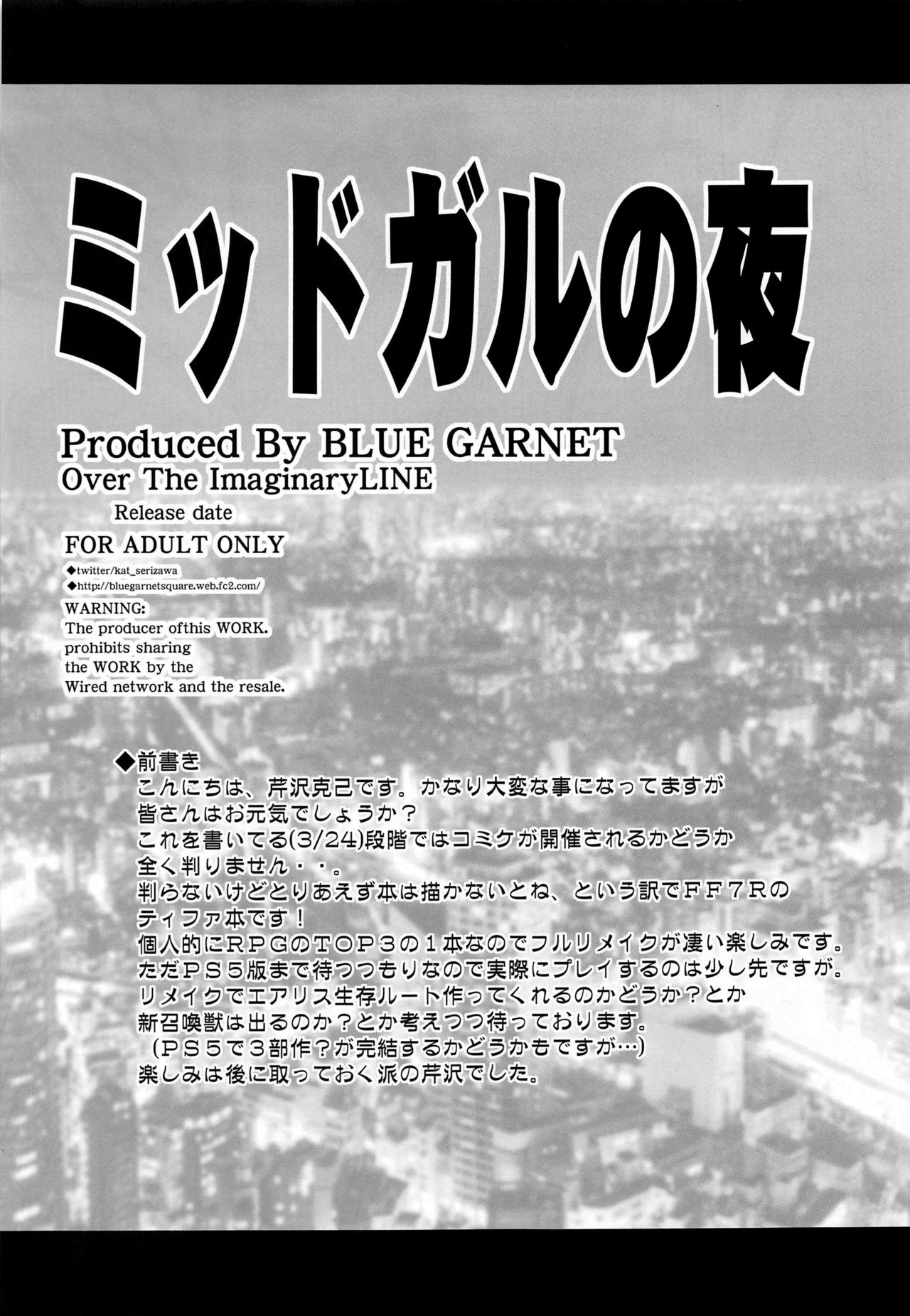 [BLUE GARNET (Serizawa Katsumi)] Midgar no Yaru (Final Fantasy VII) [Chinese] [空気系☆漢化] [BLUE GARNET (芹沢克己)] ミッドガルの夜 (ファイナルファンタジー VII) [中国翻訳]