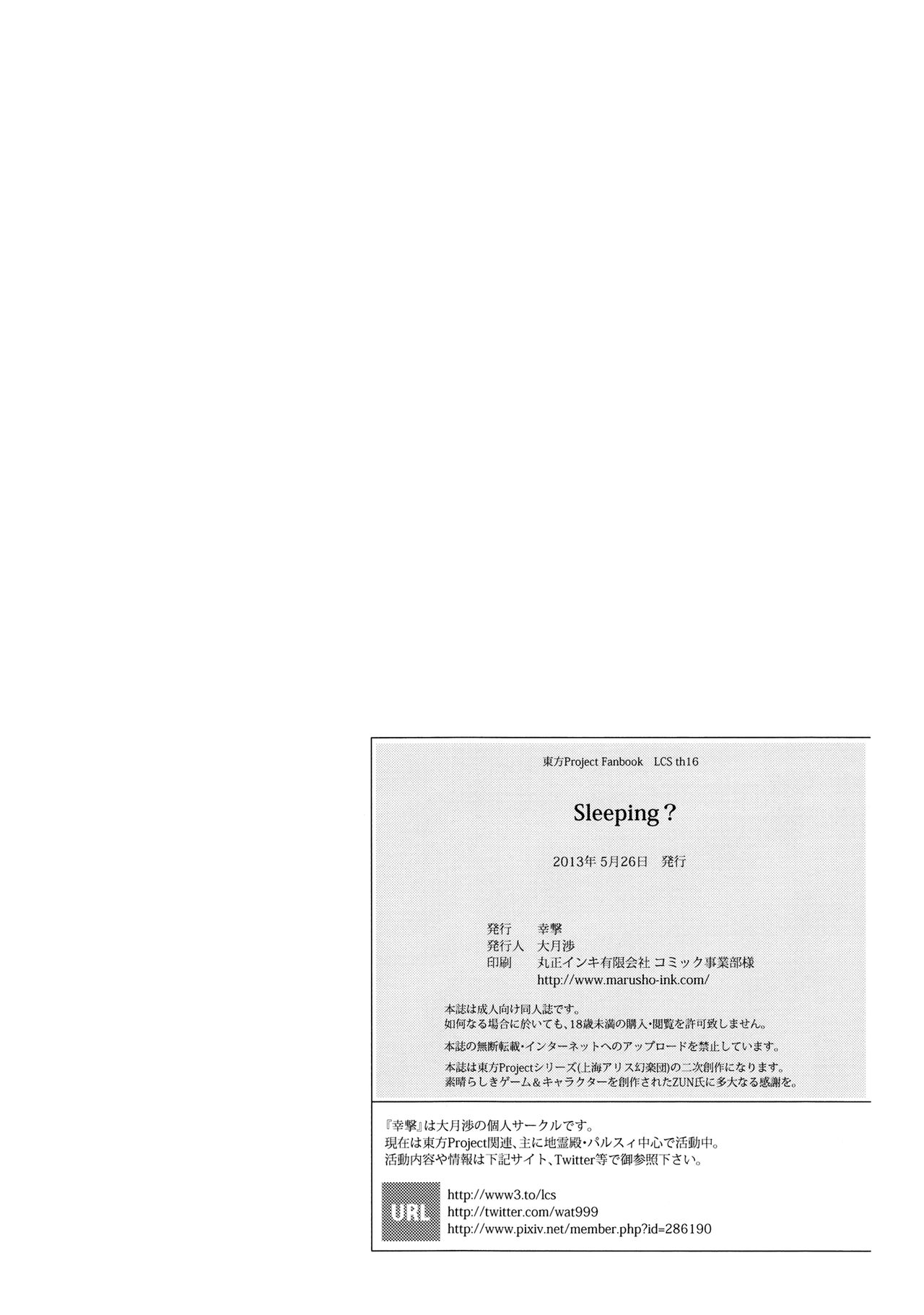 (Reitaisai 10) [Kougeki (Ootsuki Wataru)] Sleeping? (Touhou Project) (例大祭10) [幸撃 (大月渉)] Sleeping？ (東方Project)